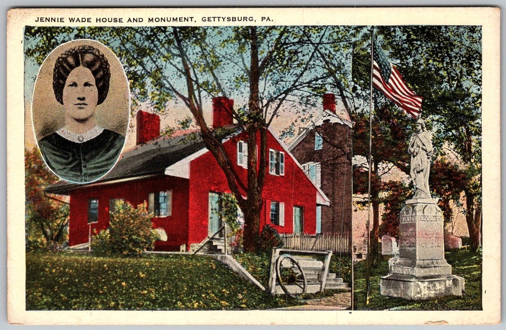 Antique Postcard Jennie Wade House Monument Gettysburg, PA 1910s