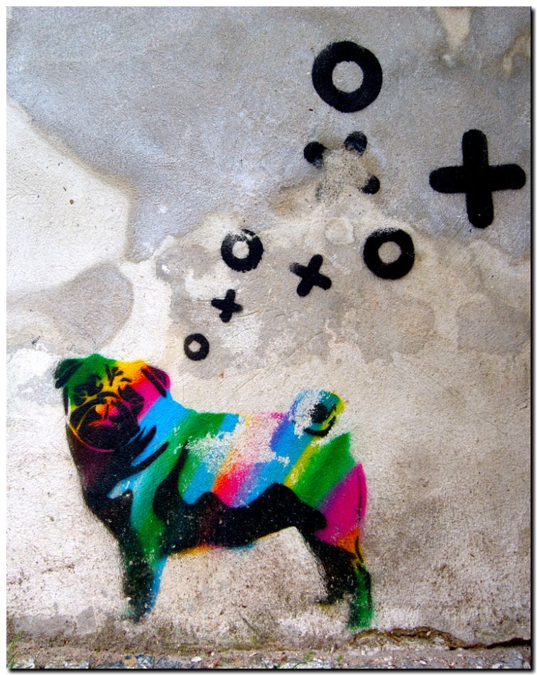 BANKSY STREET ART *FRAMED* CANVAS PRINT Berlin CMYK Dog 18x12
