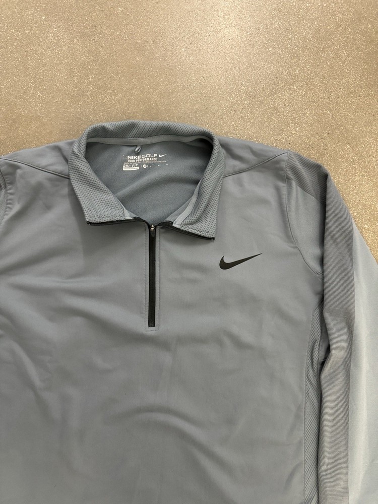 Men's Medium Nike Golf Tour Performance  Gray Dri-Fit Quarter Zip Pullover