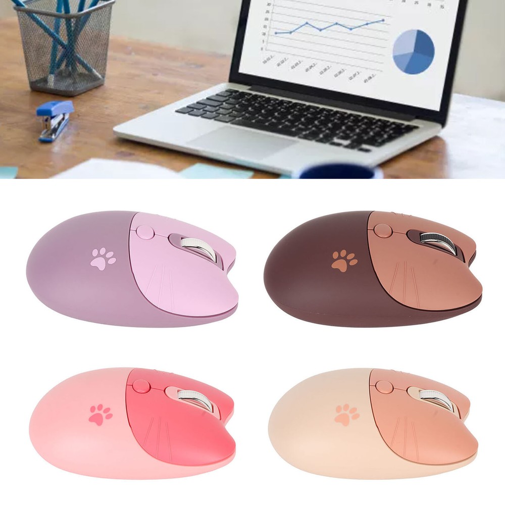 2.4G Wireless Cat Mute Mouse with USB Receiver, 3-Level DPI, Portable Design  