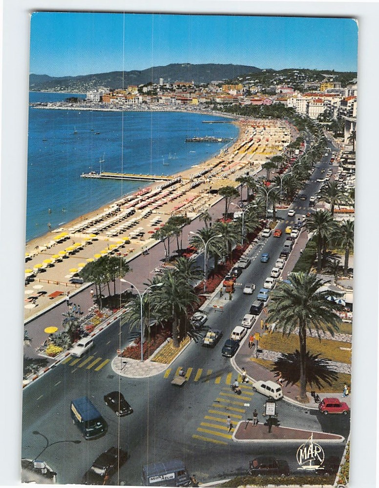 Postcard Aerial View Promenade de la Croisette in Cannes France