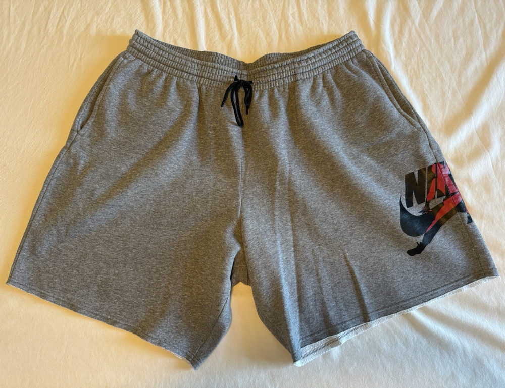 Jordan Men's Gray Fleece Athletic Shorts XXL Drawstring Pockets Jumpman