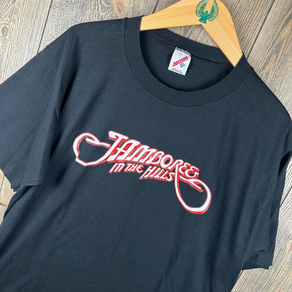 Vintage 90s Jamboree In The Hills Music Festival T-Shirt Jerzees Large Black