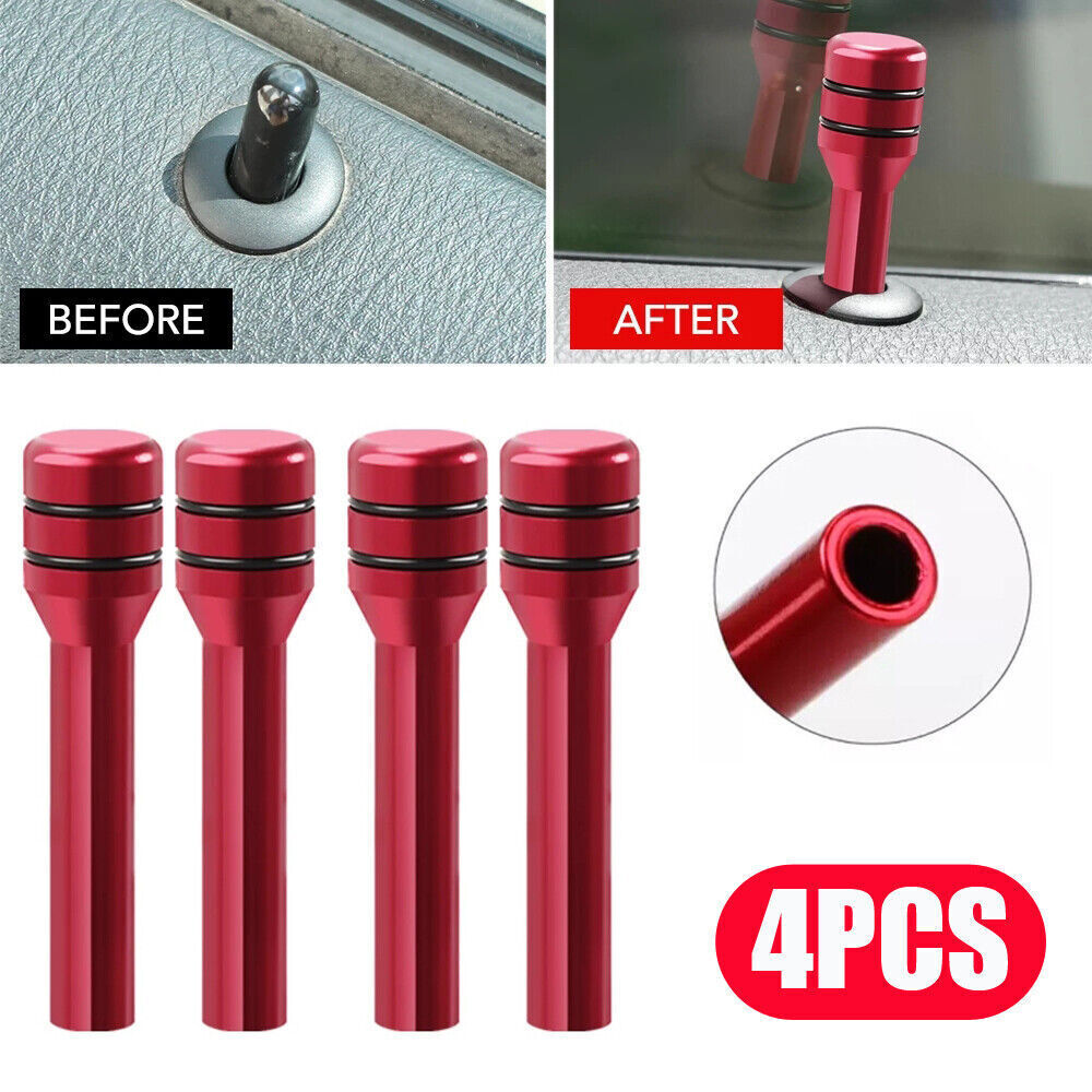 4x Red Aluminum Car Door Lock Knob Pins Truck Car Interior Accessories Universal