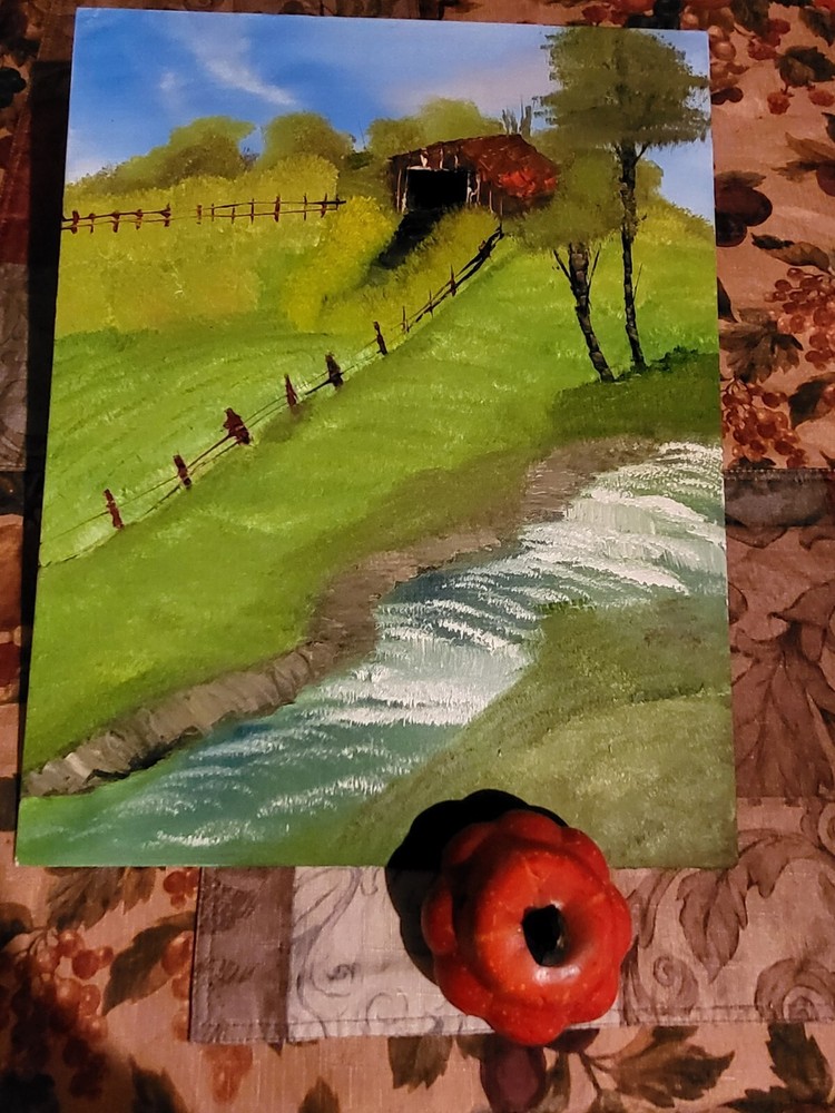 Relaxing Gentle Stream Oil Painting for Serene Home Décor