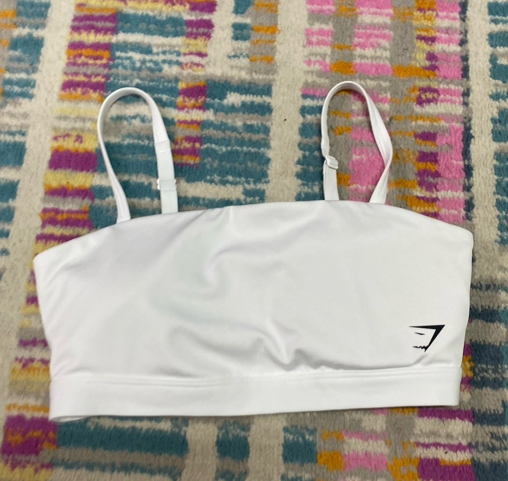 Gymshark Bandeau Sports Bra Adjustable Straps Withe Size Small