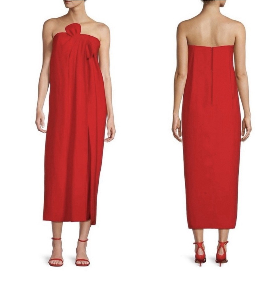 ANTONIO MELANI x Elizabeth Damrich Radzwill Red Crepe Strapless Dress Sz 8 NWT