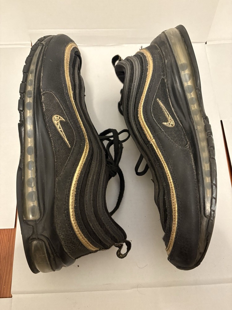 Size 12.5 Nike Men Air Max 97  Black Metallic Gold DC2190-001 Used No Box