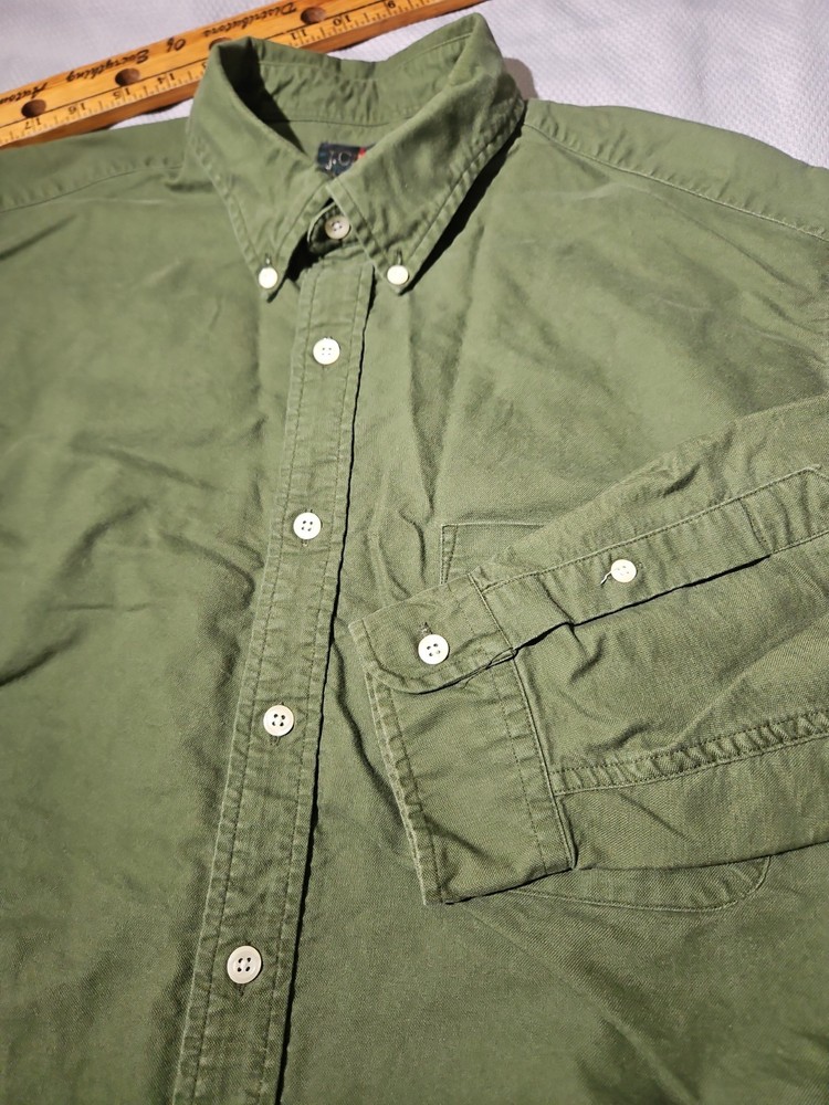 Vintage J Crew Oarsman Shirt Mens Large Green Oxford Button Down Preppy Normcore