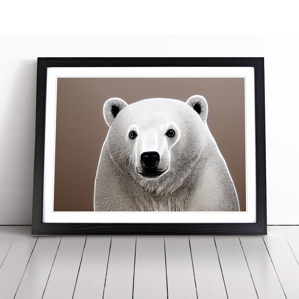 Astonishing Polar Bear Framed Canvas Wall Art Print Poster Picture, Home Decor