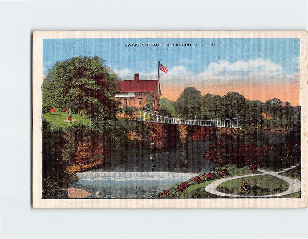 Postcard Swiss Cottage Rockford Illinois USA