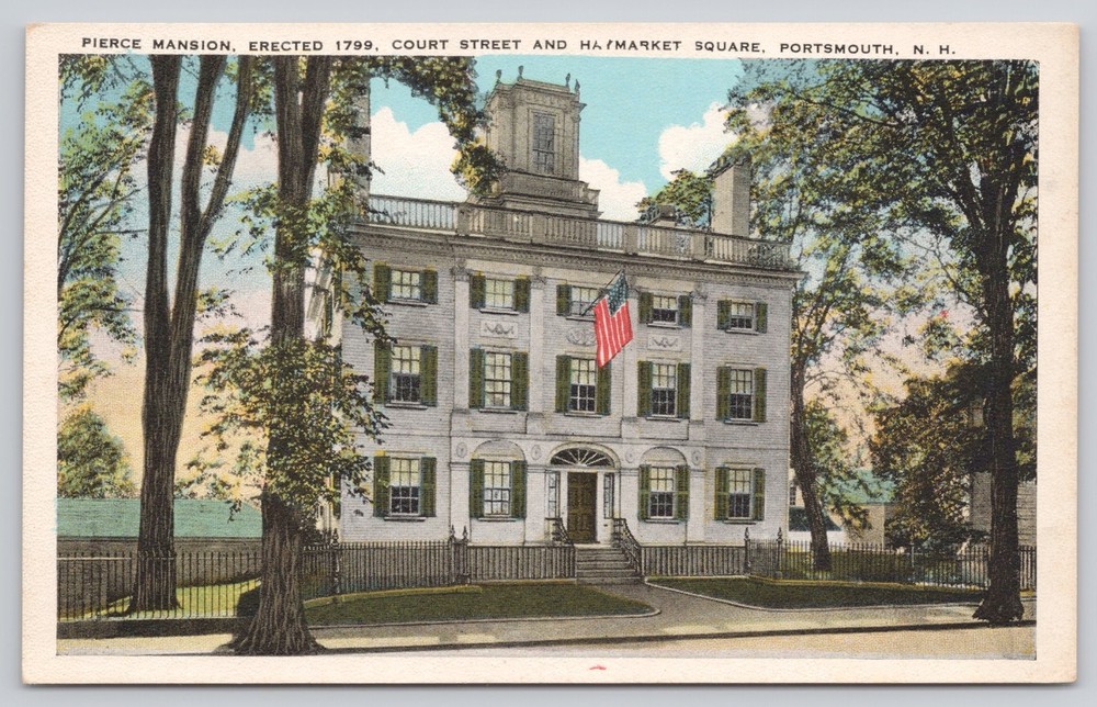 Portsmouth NH New Hampshire Pierce Mansion Court St Haymarket Square Postcard