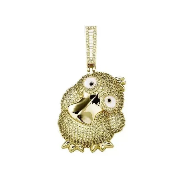 4.30Ct Round Cut Natural Moissanite Men's Cartoon Pendant 14K Yellow Gold Plated