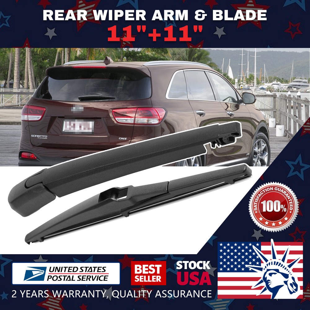 Easy-to-install waterproof 11x11-inch windshield rear wiper arm and blade set