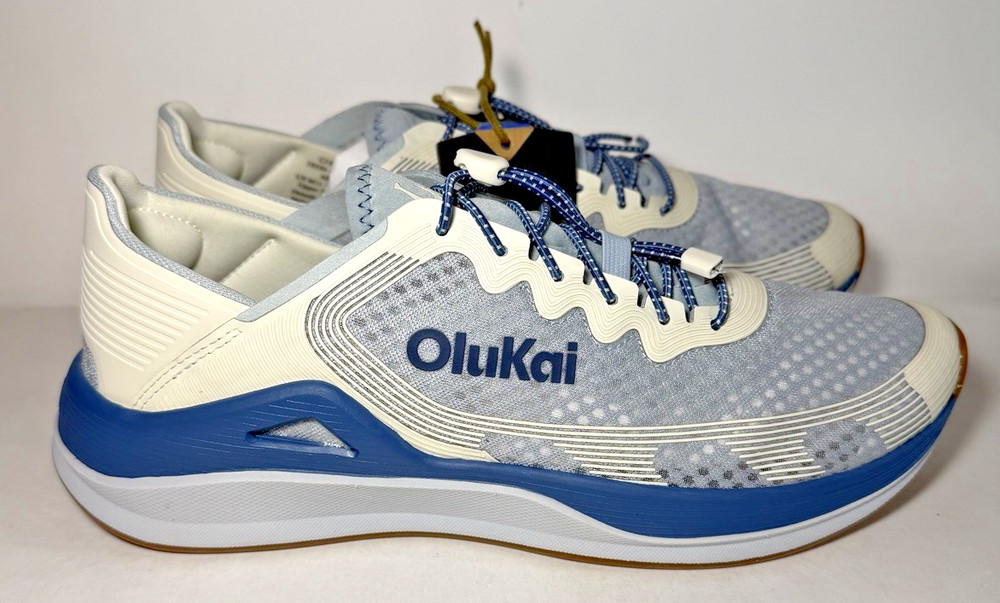 OLUKAI 'Ahi Men's Performance Marine Deck Shoe Blue Pearl/White Sand Size 11 NEW