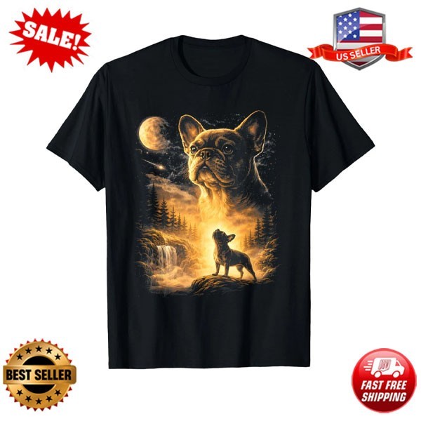 French Bulldog Howling to The Moon Meme 90s Animal Graphic T-Shirt