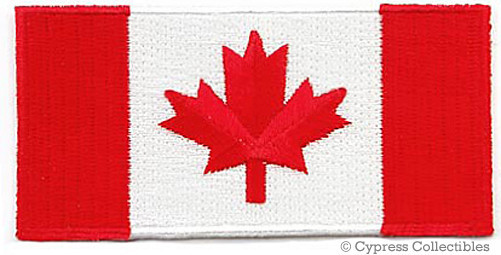 CANADIAN FLAG PATCH EMBROIDERED IRON-ON CANADA EMBLEM MAPLE LEAF applique RED