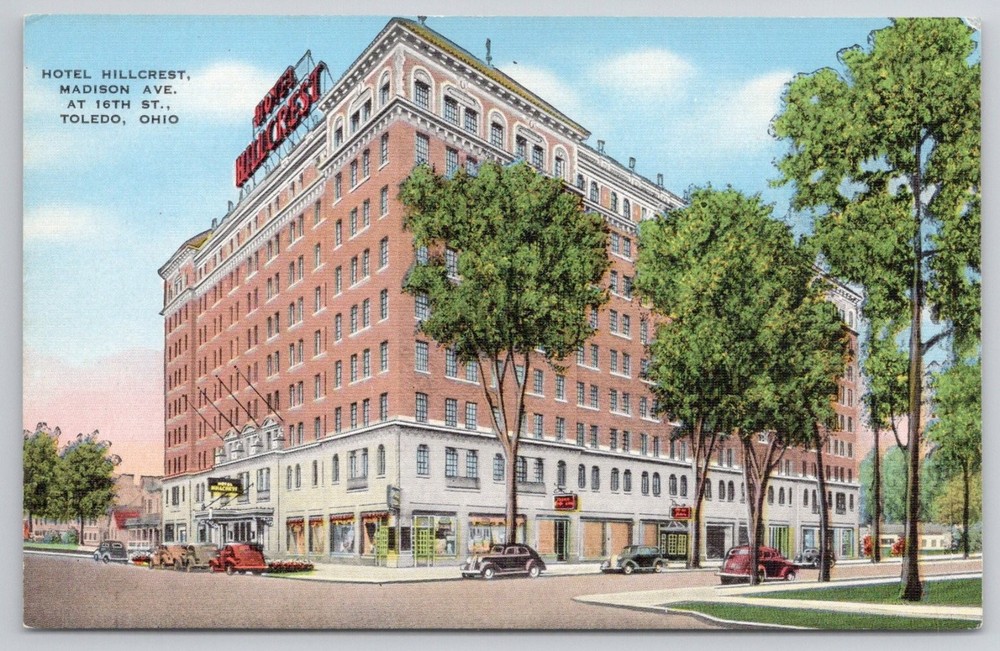 Hotel Hillcrest Toledo Ohio Linen Postcard E. C. Kropp Co. Vintage 1930s-40s