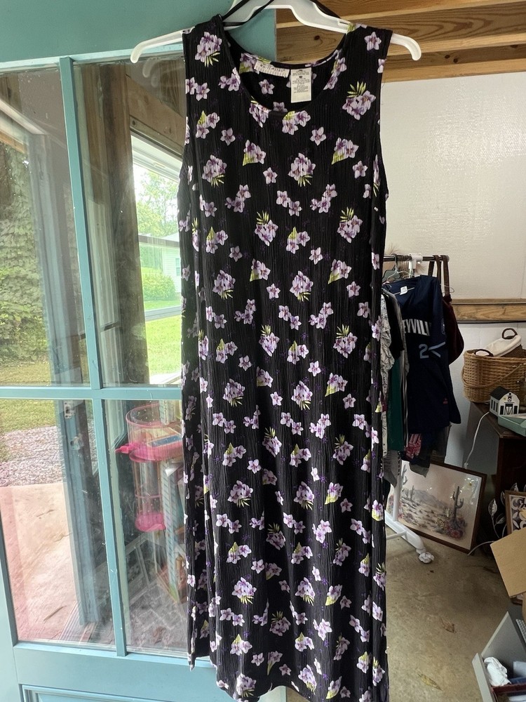 Vintage Floral White Stag Midi Dress - Size 12