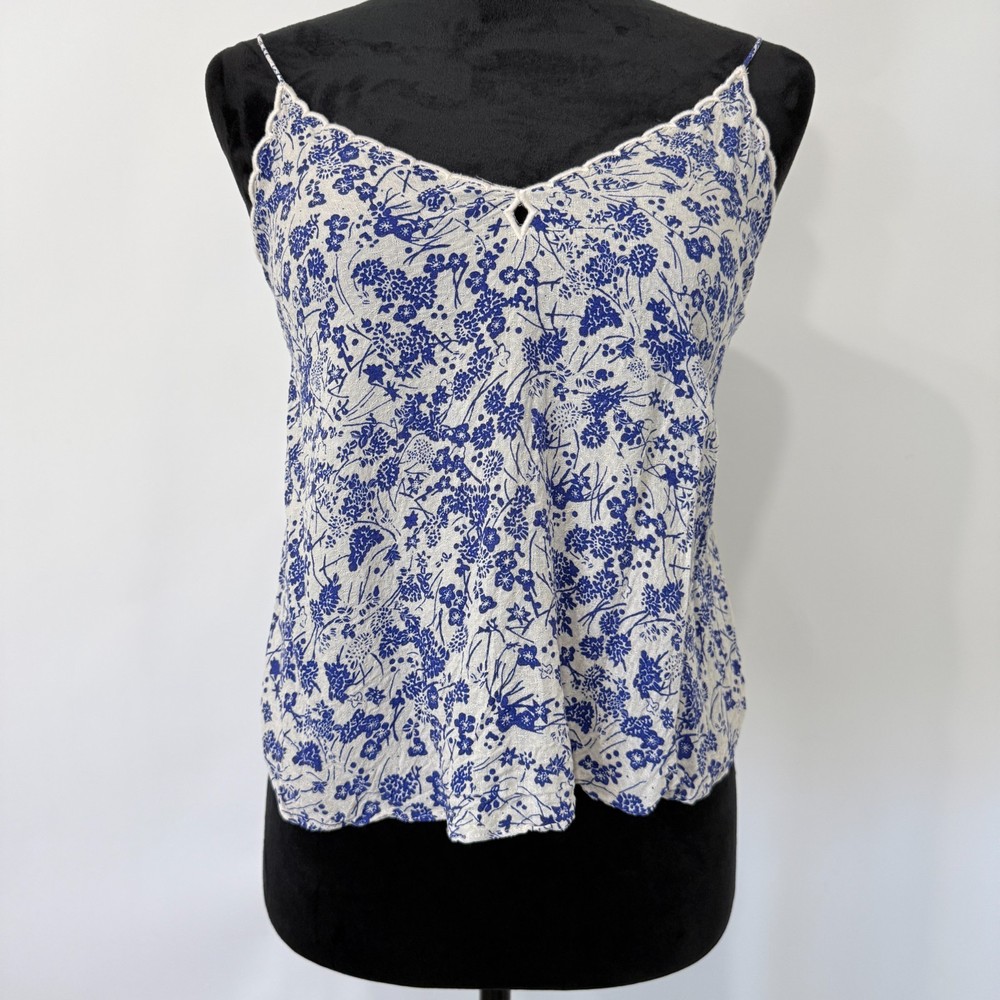 Intimately Free People Kora Cami Ivory Blue Floral Size XS Boho Lightweight Airy