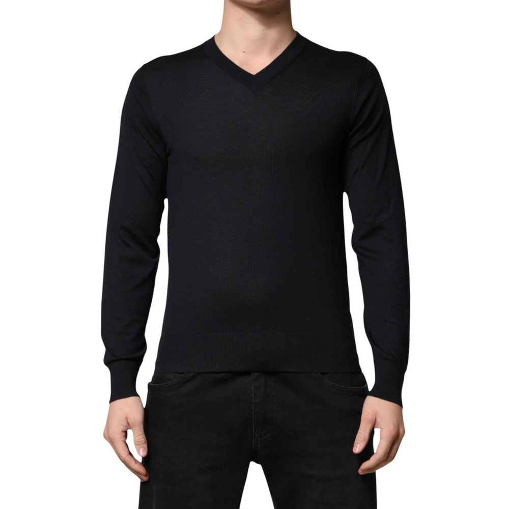DOLCE & GABBANA Sweater Black Cashmere V-Neck Men Pullover IT46/US36/S 1070usd