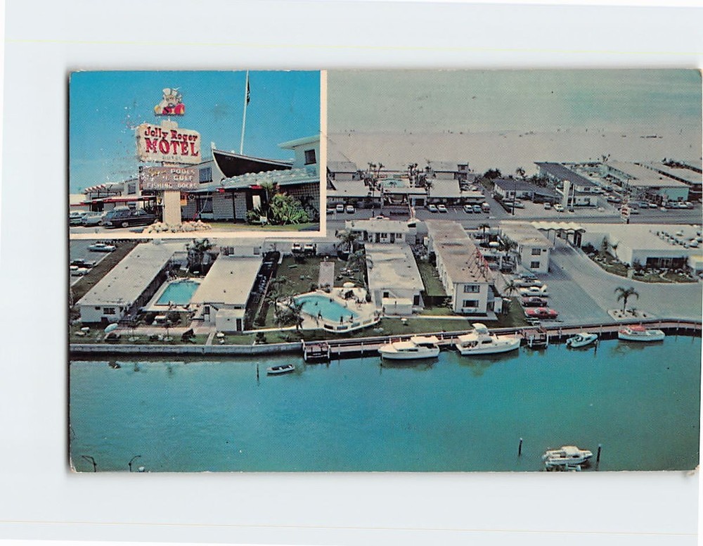 Postcard Aerial View Jolly Roger Motel-Botel St. Petersburg Florida USA