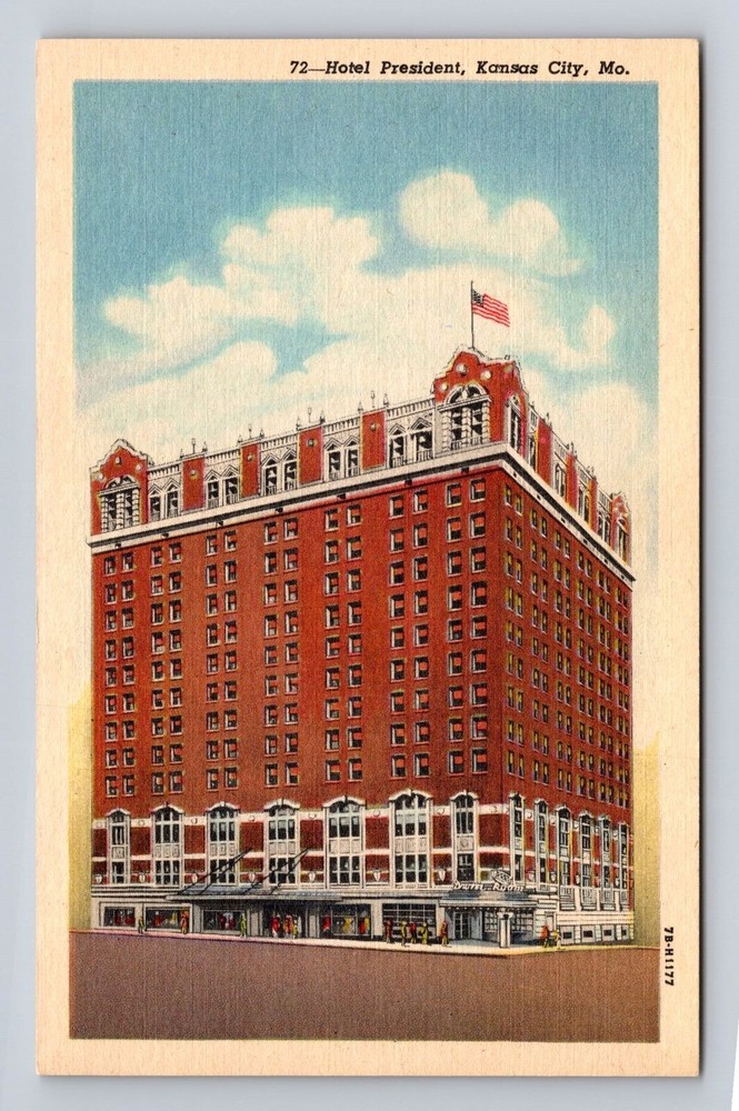 Kansas City MO- Missouri, Hotel President, Advertisement, Vintage Postcard