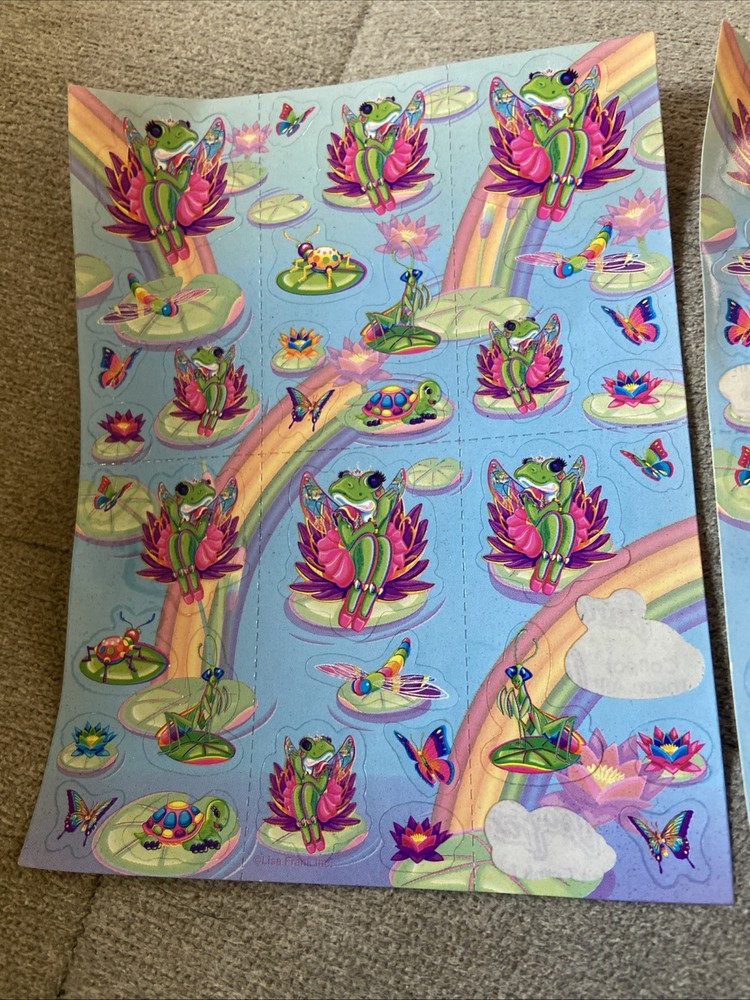 Two VINTAGE Partial Sheets Of Lisa Frank Stickers Frog Fairy Ballerina