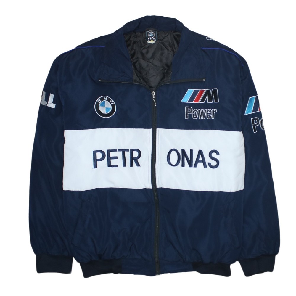 BMW Racing Mens Nascar Jacket Navy Blue Embroidered Petronas M Power F1 Team XL