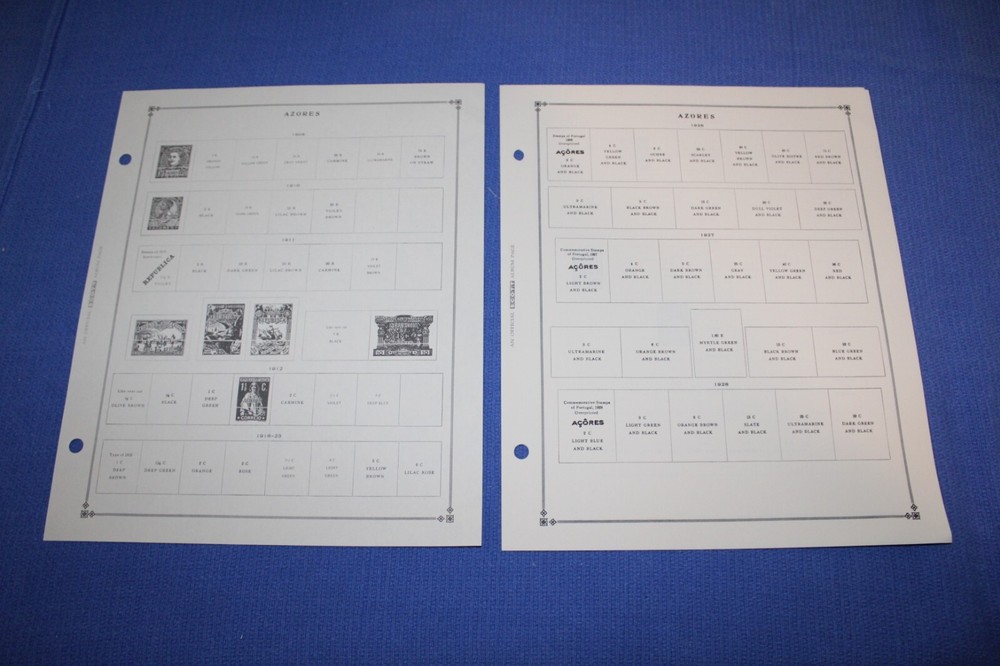 Azores 4 Pages Scott International Stamp Album 1906-1932 BlueLakeStamps Useful
