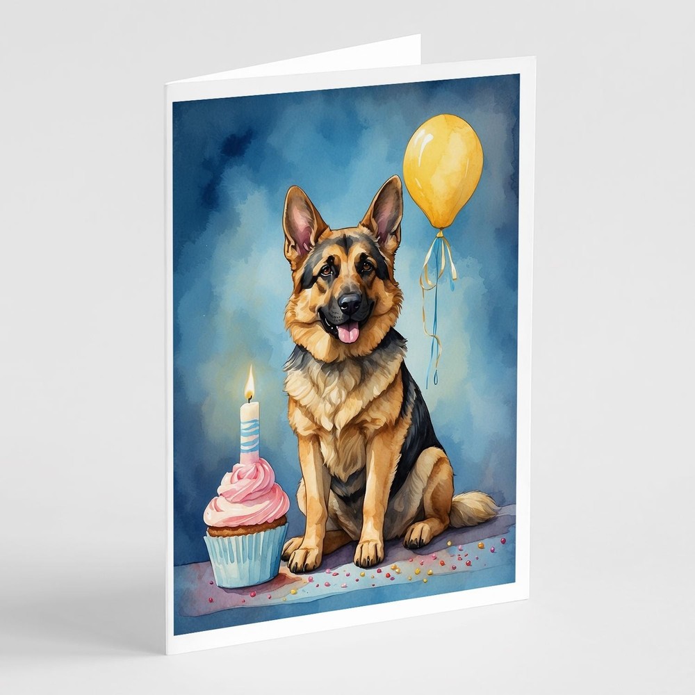 German Shepherd Happy Birthday Greeting Cards Pack of 8 Blank Cards with