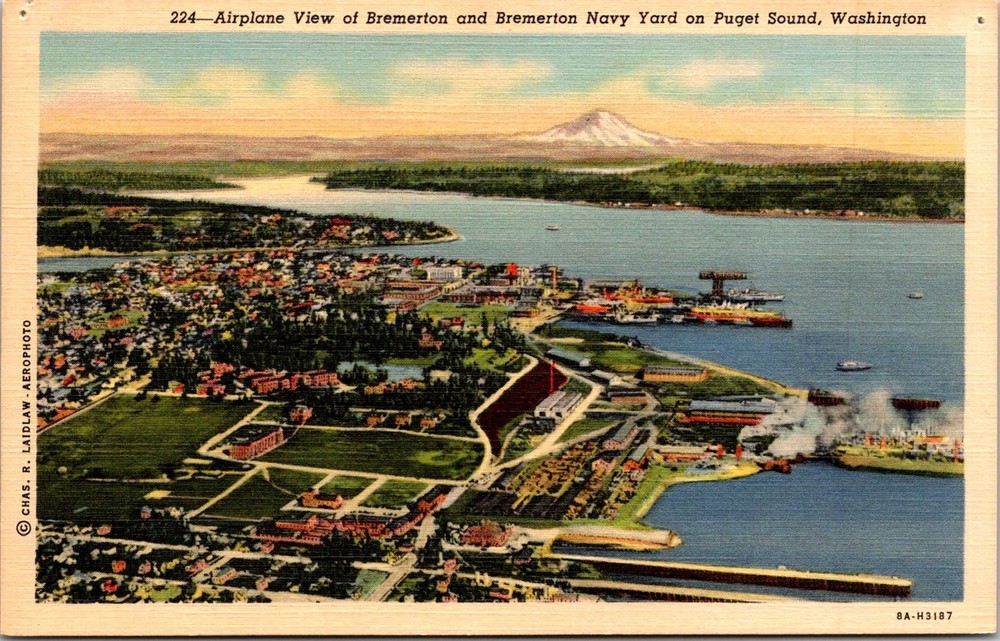 Dr Jim Stamps Postcard Air View Bremerton Navy Yard Puget Sound Washington