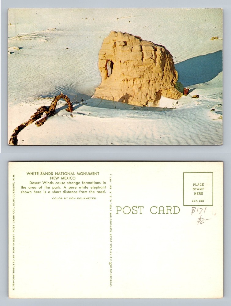 White Sands, NM-New Mexico, White Sands Rock Formation PC Vintage Postcard