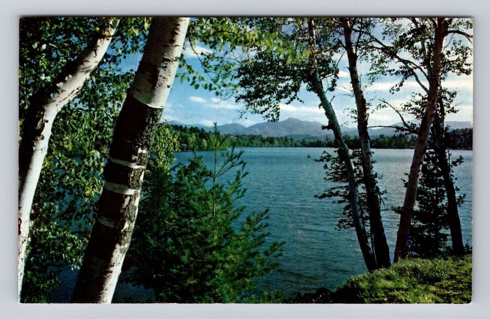 Lake Placid NY-New York, Mirror Lake, Antique, Vintage c1963 Souvenir Postcard