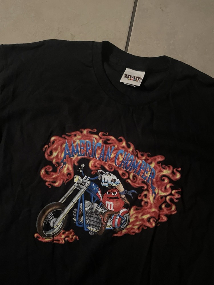 Vintage M&M Candy American Chompers Biker Funny Black Shirt Men’s Large