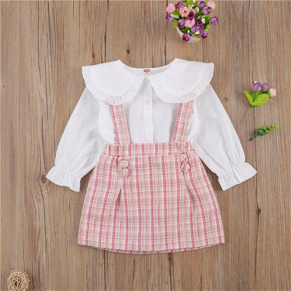 Toddler Baby Girls Kids Long Sleeve T-shirt Tops Skirt Dress Outfits Set Clothes