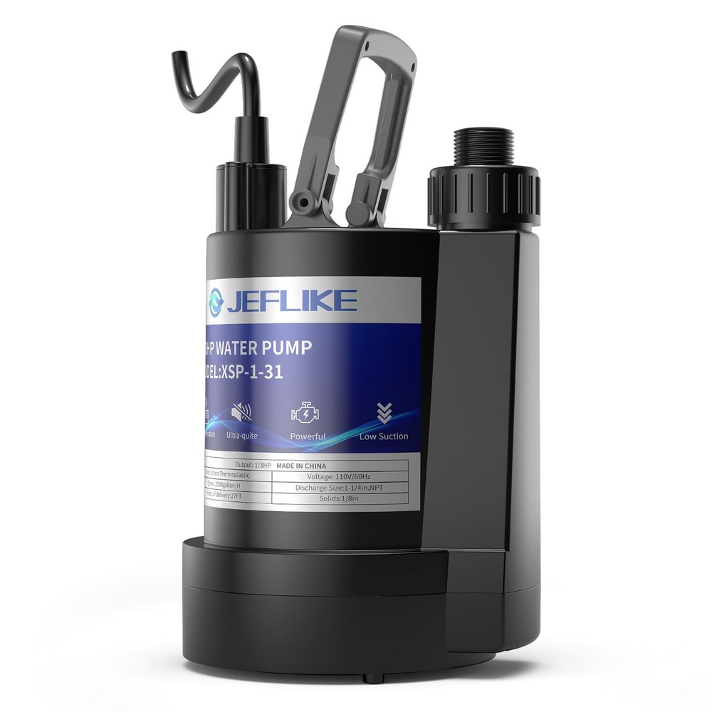 1/3HP Sump Pump Submersible, Water Pond Pump 2450GPH for Swimspa,Basement,Septic