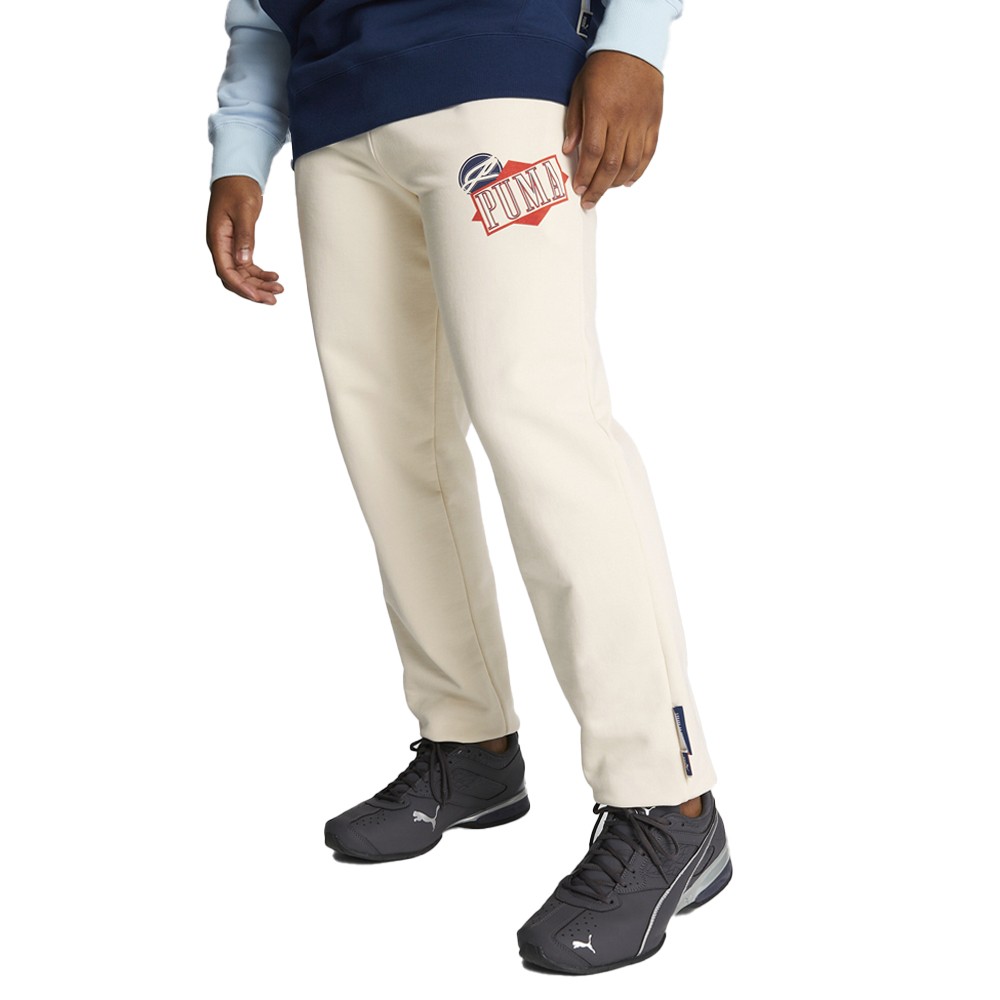 PUMA Classics Now Then Graphic Sweatpants for Men - Off White Athletic Casual Pants