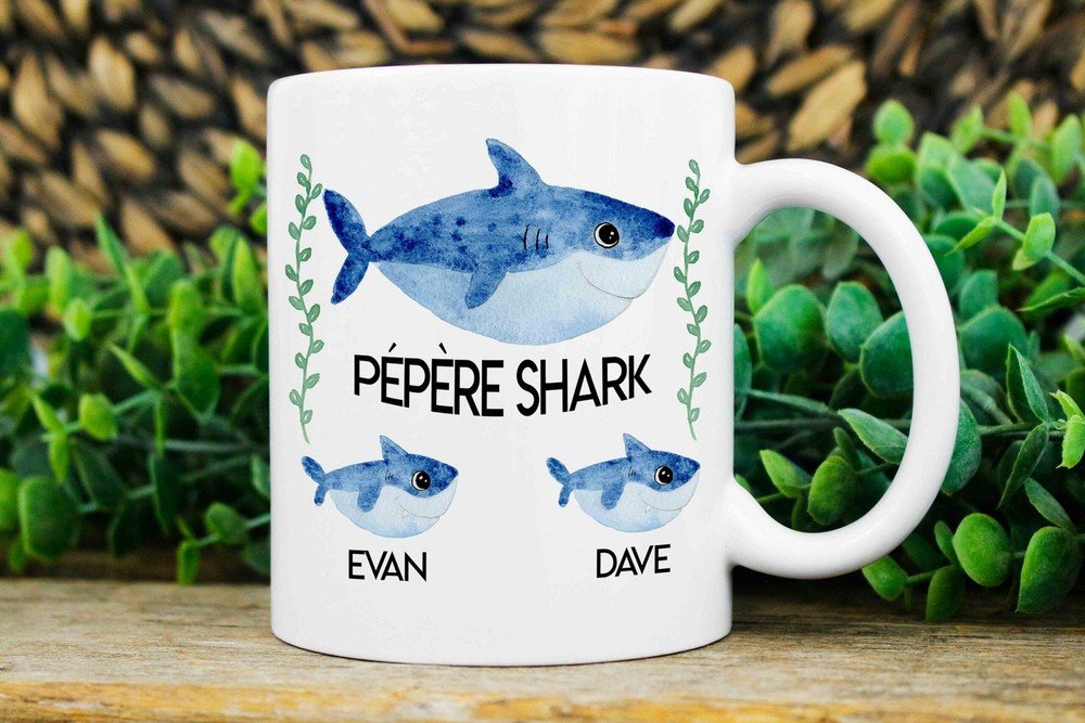 Pépère Gift Pépère Shark Mug Custom Pépère Mugs Mug With Kids Names Pepere