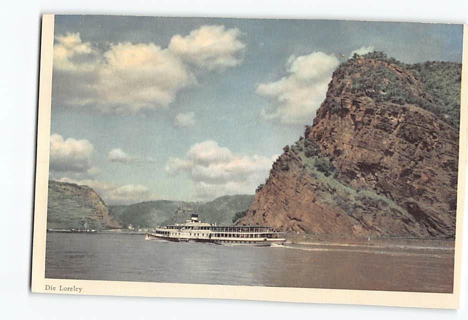 Postcard Lorelei Rock on the Rhine River in Germany