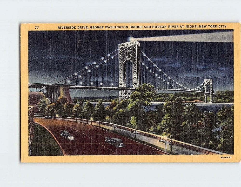 Postcard Riverside Drive George Washington Bridge NYC NY USA