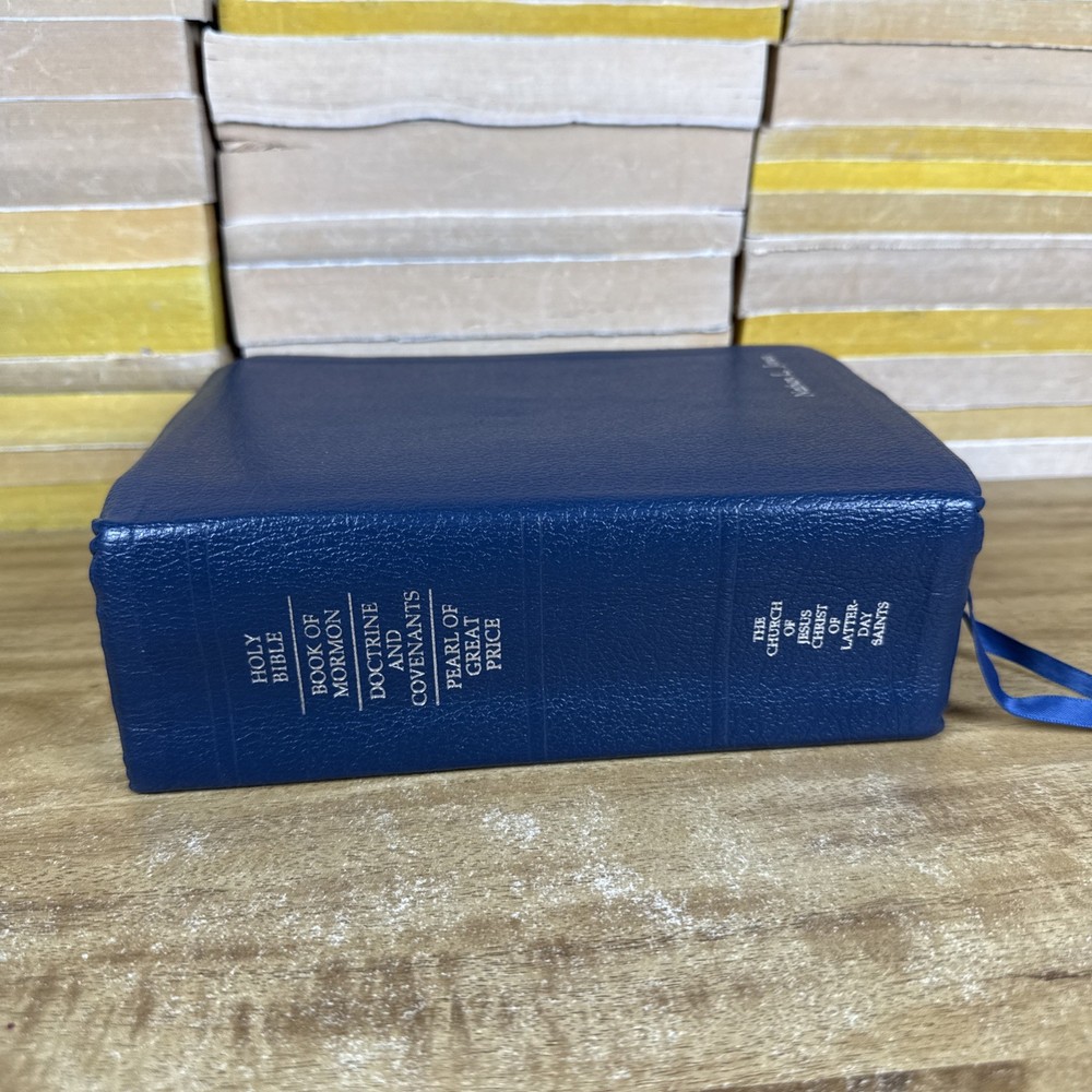 LDS Mormon Quad Scriptures Blue Leather Indexed READ