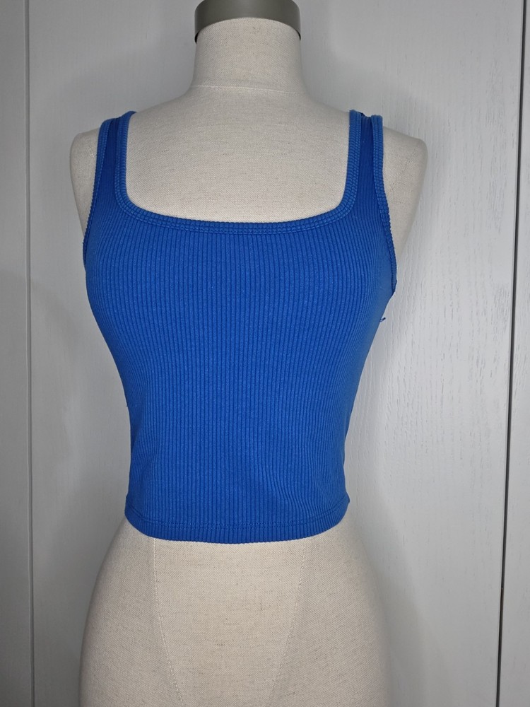 Hollister Blue Ribbed Cropped Tank Top Size Small