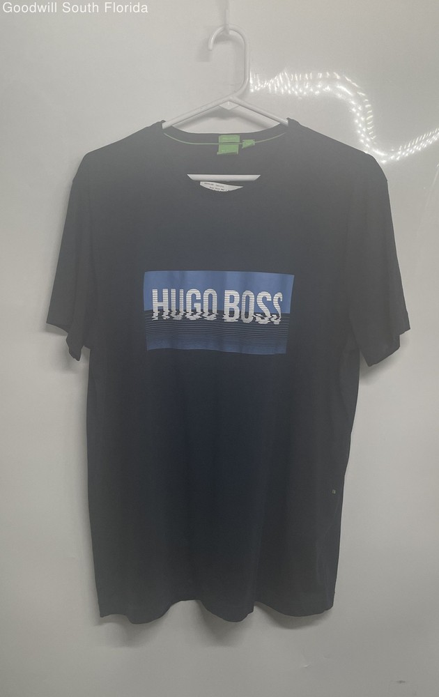 Hugo Boss Mens Black Graphic Regular Fit Short Sleeve Pullover T-Shirt Size L