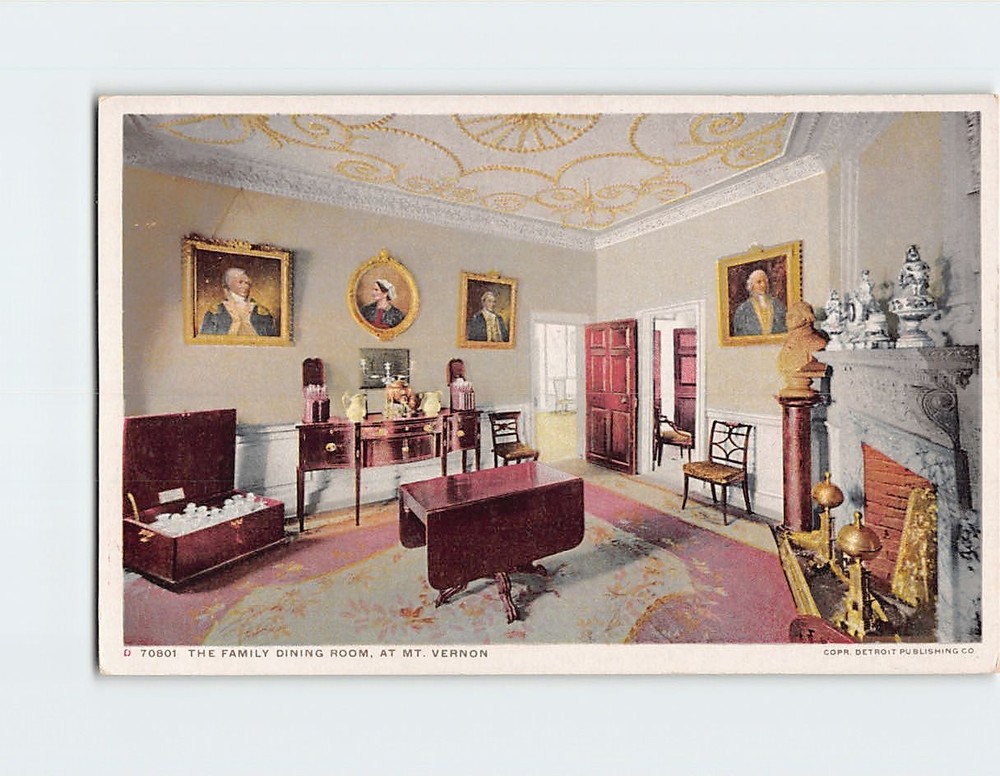 Postcard Family Dining Room Mt. Vernon Virginia USA