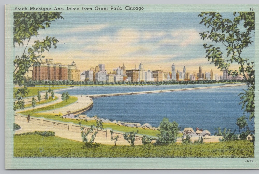 South Michigan Ave~From Grant Park~Lake & City Life~Temp Home Air Force~Vtg PC