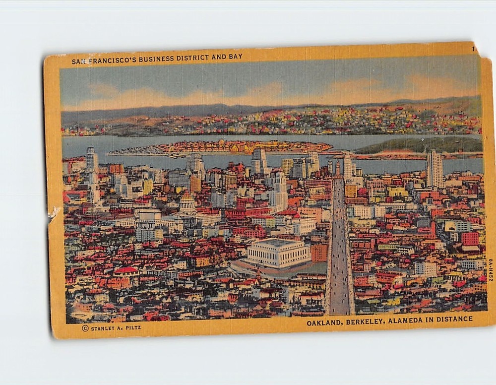 Postcard San Franciscos Business District And Bay San Francisco California USA