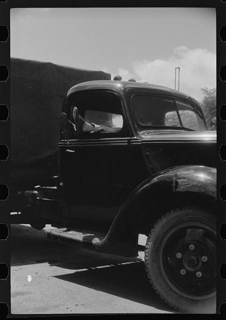 Photo:1940s Black Truck Delivery Vehicle Side View Photograph