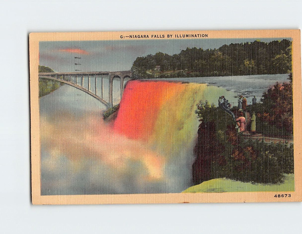 Postcard Illuminated Niagara Falls North America