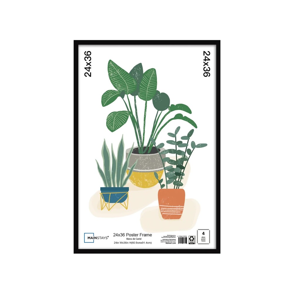 Mainstays 24x36 Basic Black Poster Frame for Wall Art Display